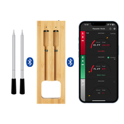 Termómetro para cozinhar e fritar - WIFI com APP para fritar - Repetidor garante uma longa distância entre o telemóvel - Forno, grelhador ou frigideira.