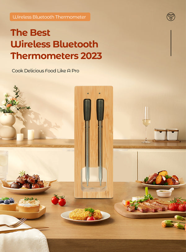 Termómetro para cozinhar e fritar - WIFI com APP para fritar - Repetidor garante uma longa distância entre o telemóvel - Forno, grelhador ou frigideira.
