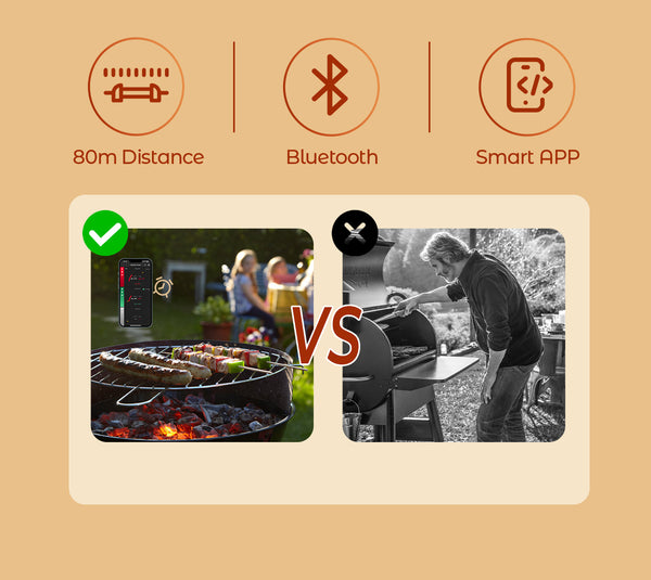 Termómetro para cozinhar e fritar - WIFI com APP para fritar - Repetidor garante uma longa distância entre o telemóvel - Forno, grelhador ou frigideira.