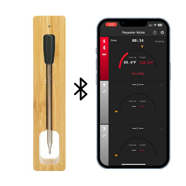 Termómetro para cozinhar e fritar - WIFI com APP para fritar - Repetidor garante uma longa distância entre o telemóvel - Forno, grelhador ou frigideira.