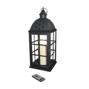 Lantern with large light on battery and with remote control - Black and made of metal