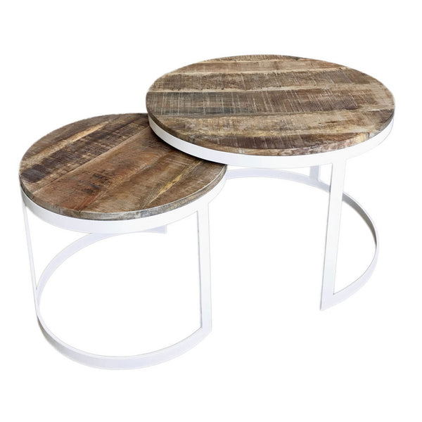 Coffee table set - 2 side tables - Coffee table round Austin - Metal frame