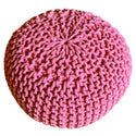 Pouf with diameter 55 cm (pink) - Knit stool/floor cushion - Coarse knit look extra high height 37 cm