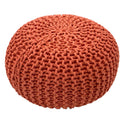 Pufe com diâmetro 55 cm (vermelho laranja) - Banco/almofada de chão em malha - Malha grossa com aspecto extra alto altura 37 cm