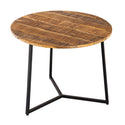 Mesa de centro redonda em madeira maciça com 56 cm de diâmetro. Mesa de centro, mesa lateral La Palma com estrutura metálica em preto