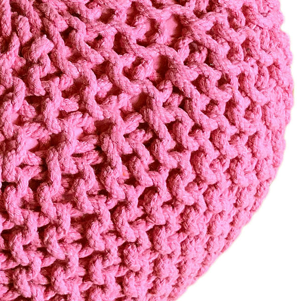Pouf with diameter 55 cm (pink) - Knit stool/floor cushion - Coarse knit look extra high height 37 cm