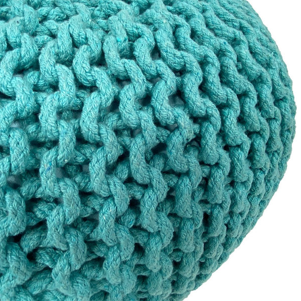 Pufe com diâmetro de 55 cm, banco de malha (verde menta) - Pufe/almofada de chão - Malha grossa com aspecto extra alto, altura 37 cm