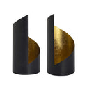 Candlestick set 2-part tealight holder Kevin. Cylindrical black matt and gilded inside