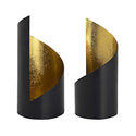 Conjunto de castiçais Porta-velas de 2 partes Kevin. Interior cilíndrico preto mate e dourado