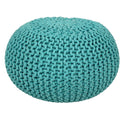 Pufe com diâmetro de 55 cm, banco de malha (verde menta) - Pufe/almofada de chão - Malha grossa com aspecto extra alto, altura 37 cm
