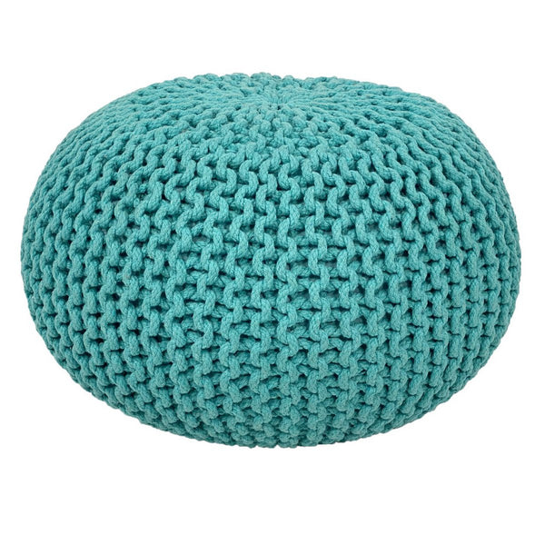 Pufe com diâmetro de 55 cm, banco de malha (verde menta) - Pufe/almofada de chão - Malha grossa com aspecto extra alto, altura 37 cm