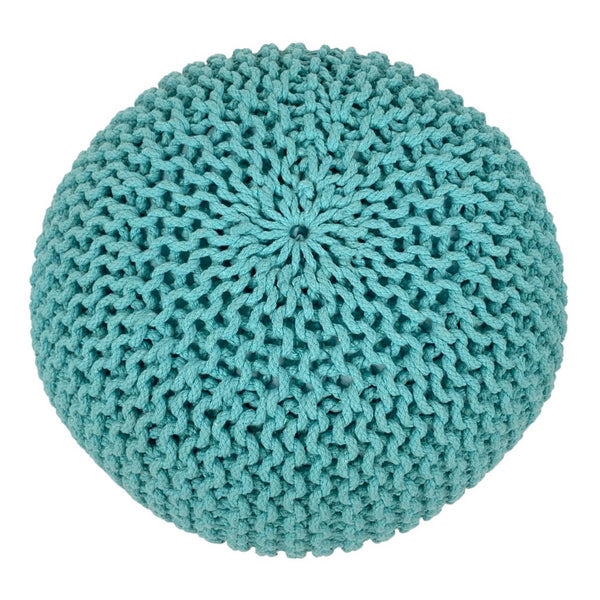 Pufe com diâmetro de 55 cm, banco de malha (verde menta) - Pufe/almofada de chão - Malha grossa com aspecto extra alto, altura 37 cm