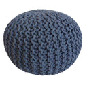 Pouf with diameter 55 cm (Blue grey) - Knit stool/floor cushion - coarse knit look extra high height 37 cm