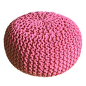 Pouf with diameter 55 cm (pink) - Knit stool/floor cushion - Coarse knit look extra high height 37 cm