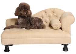 Sofá para cães com 1 apoio de braço - bege - cesto para cães