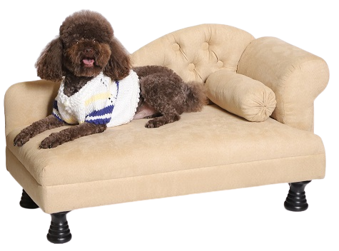 Sofá para cães com 1 apoio de braço - bege - cesto para cães