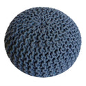 Pouf with diameter 55 cm (Blue grey) - Knit stool/floor cushion - coarse knit look extra high height 37 cm