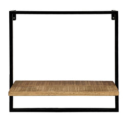 Prateleira suspensa - prateleira de parede - estante - Estrutura metálica em doca preta - Medidas 50x50x25 cm