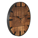 Relógio de parede em madeira com diâmetro de 30 cm. Relógio de sala moderno redondo feito de madeira vintage silenciosa. Fabricado em madeira de mangueira.