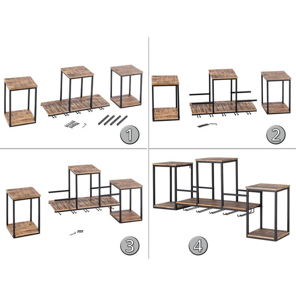 Prateleira para garrafas/garrafa de madeira - Home bar Rio Grande - Fabricada em madeira de mangueira com estrutura metálica