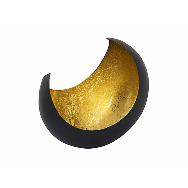 Castiçal - castiçal em formato de lua/foice preto fosco dourado por dentro