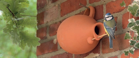 Caixa ninho / caixa de pássaros / casa de pássaros em vaso - para chapins, pardais e estorninhos