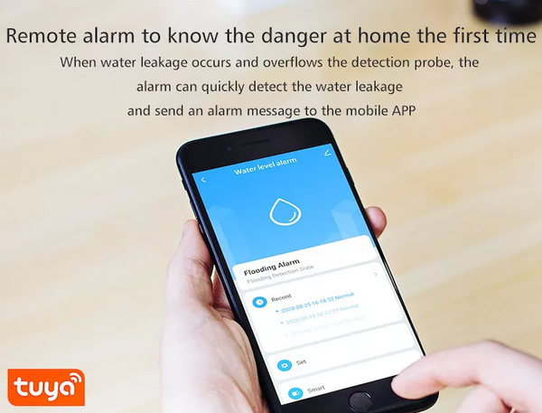 Alarme de fuga de água - Alarme de inundação e nível de água - Alarme acústico e luminoso - WIFI com alarme para telemóvel