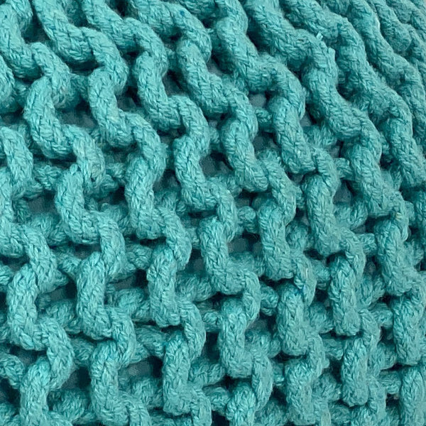 Pufe com diâmetro de 55 cm, banco de malha (verde menta) - Pufe/almofada de chão - Malha grossa com aspecto extra alto, altura 37 cm