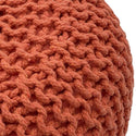 Pufe com diâmetro 55 cm (vermelho laranja) - Banco/almofada de chão em malha - Malha grossa com aspecto extra alto altura 37 cm