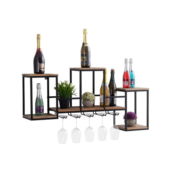 Prateleira para garrafas/garrafa de madeira - Home bar Rio Grande - Fabricada em madeira de mangueira com estrutura metálica