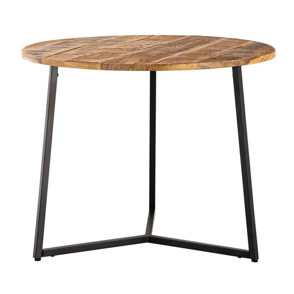 Coffee table round solid wood diameter 56cm. Coffee table, side table La Palma with metal frame in black