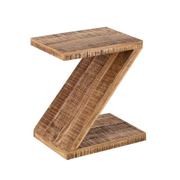 Mesa lateral de madeira em forma de Z - Mesa de centro Zoro - Mesa de flores - Madeira de mangueira
