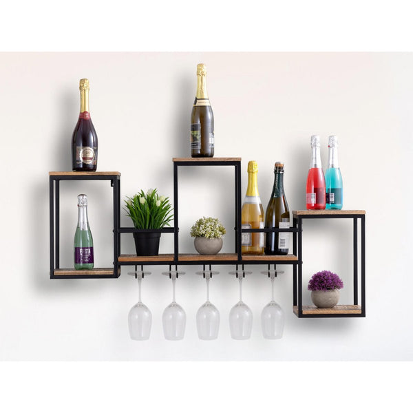 Prateleira para garrafas/garrafa de madeira - Home bar Rio Grande - Fabricada em madeira de mangueira com estrutura metálica